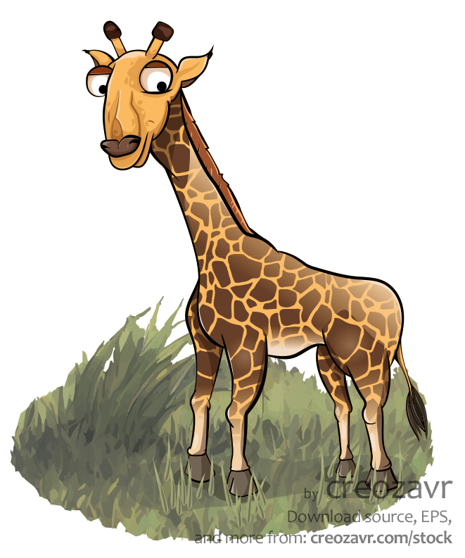 жираф, трава, животные