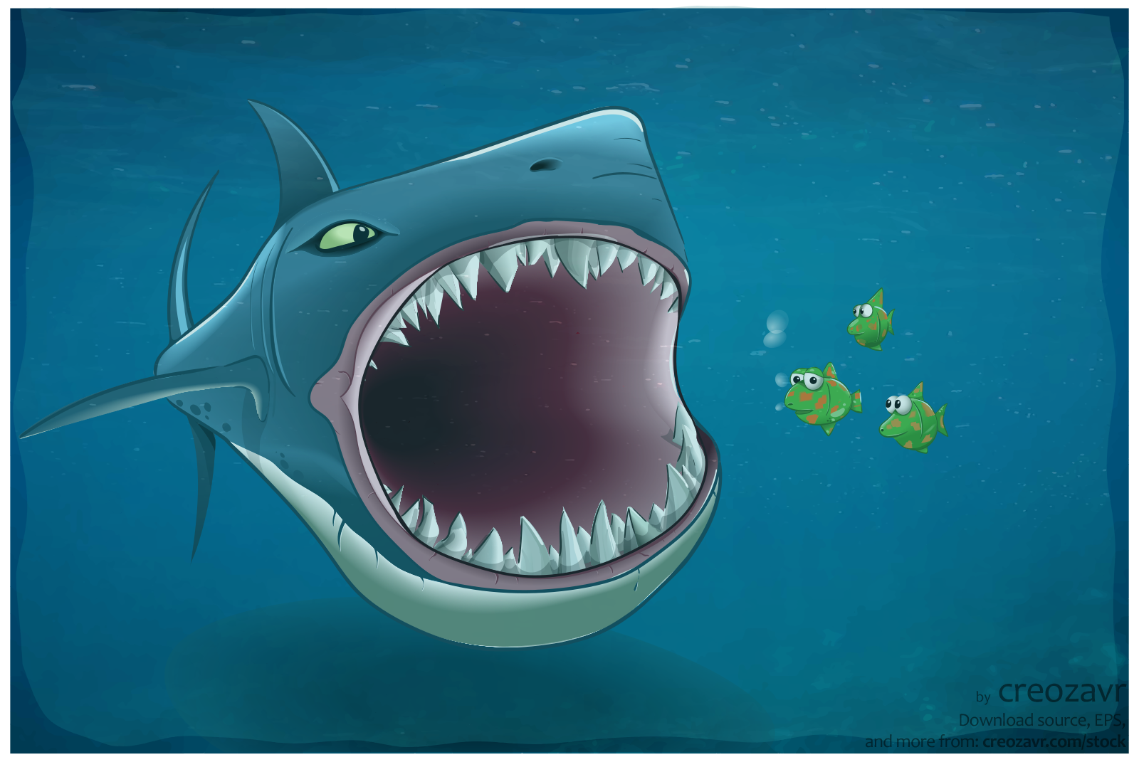 Большая акула или мегалодон под водой