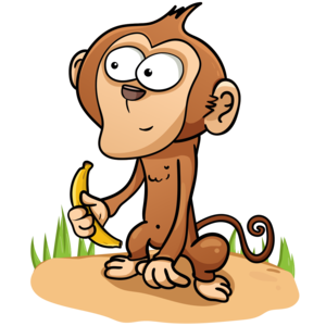 обезьяна, шимпанзе, банан, забавный, мультяшный