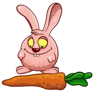 Забавный кролик с морковью